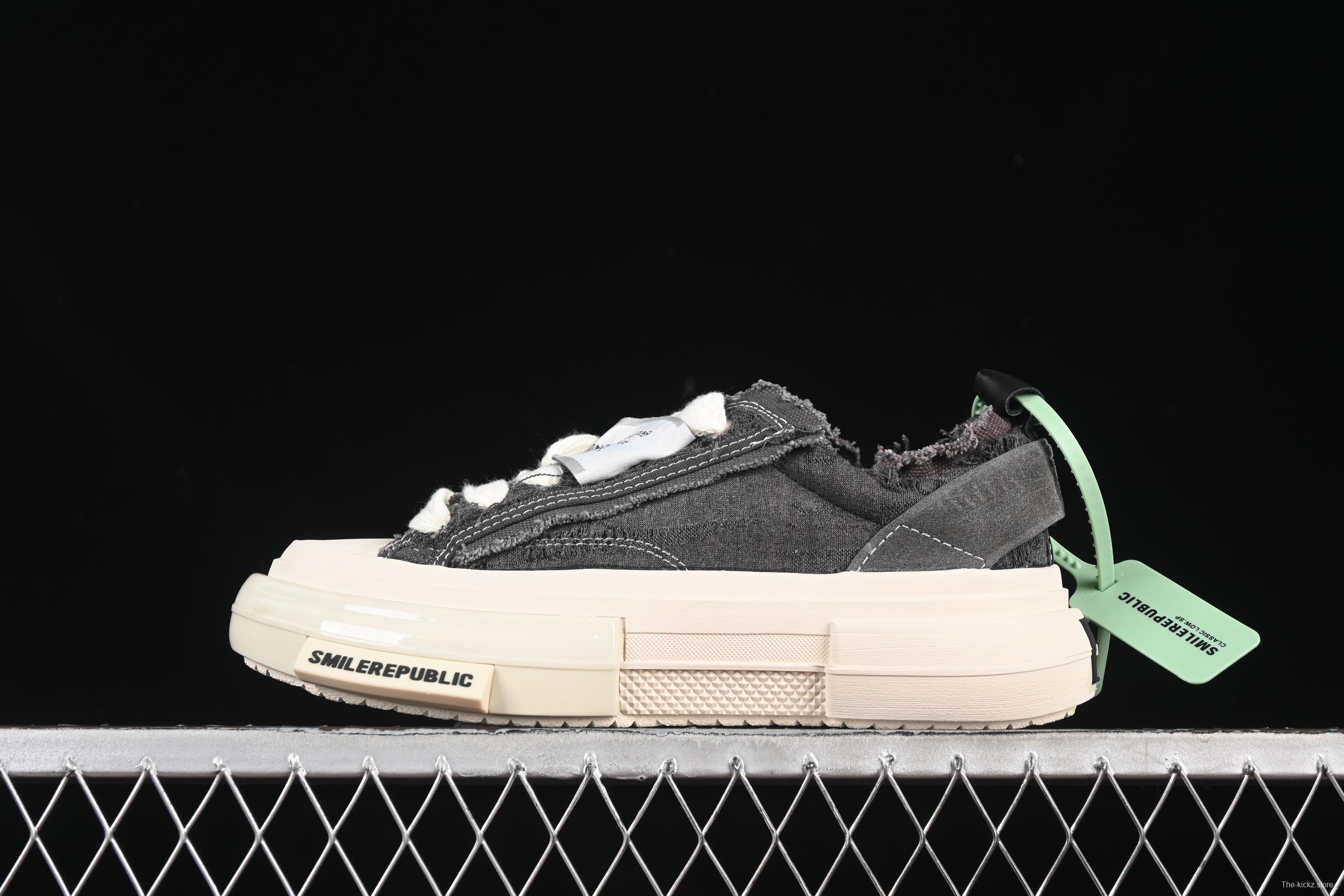 SMILEREPUBLIC INCEPTION Gray Fringe 70s Low-Top Canvas Casual Shoes - G.D4