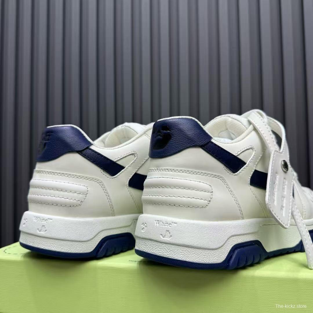 2025 Unisex Off-White White Navy Leather Sneakers KFY00310