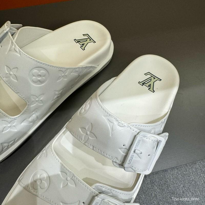 2024 Slippers Louis Vuitton White Leather Slippers