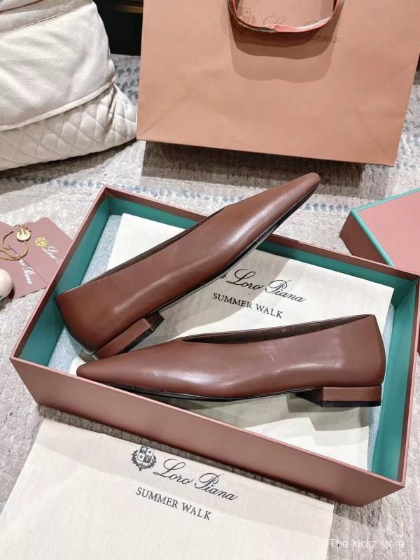 2025 Women Le Parmentier Brown Leather Ballet Flats LY00300