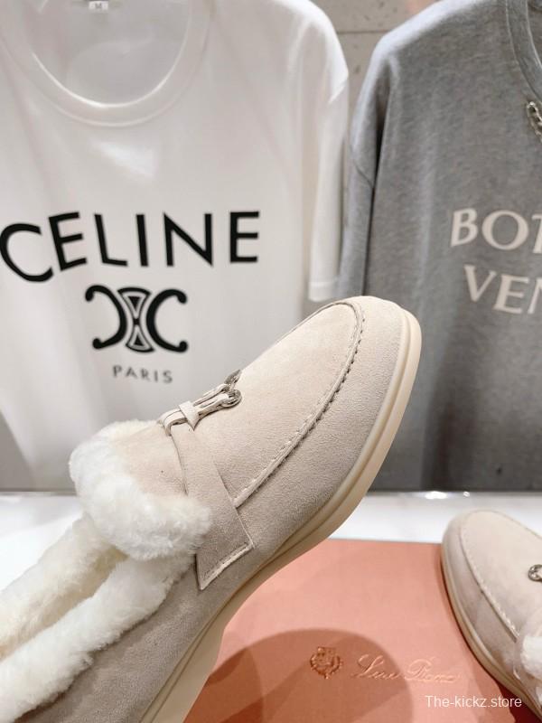 2024 Unisex Le Parmentier Beige Suede Sheepskin Loafers MJ00300