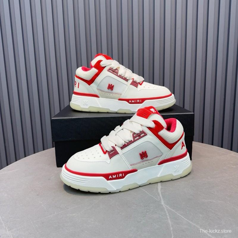 2024 Unisex Amiri White Red Leather Sneakers MJ00360