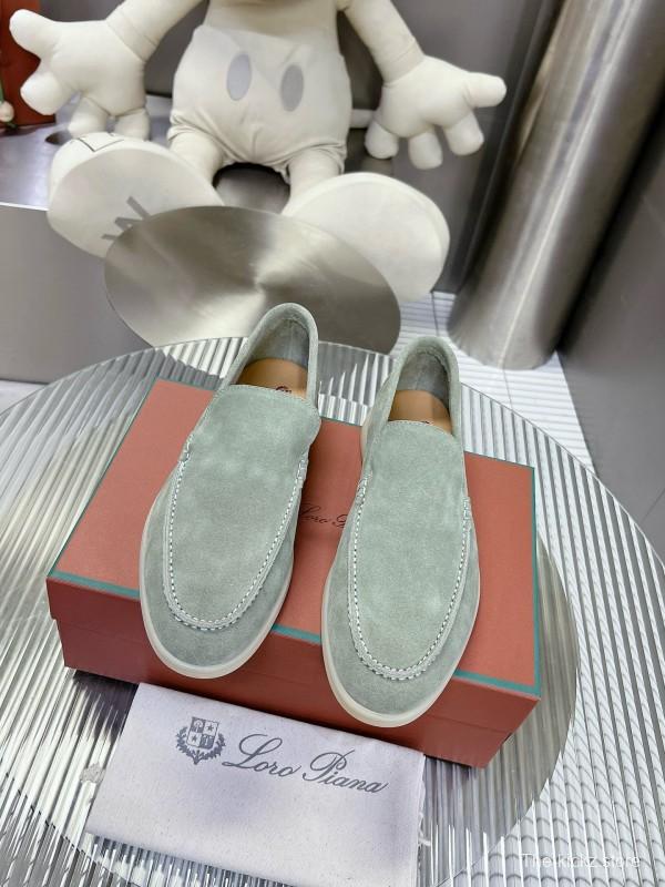 2024 Women LP Light Grey Suede Loafers MJ00270