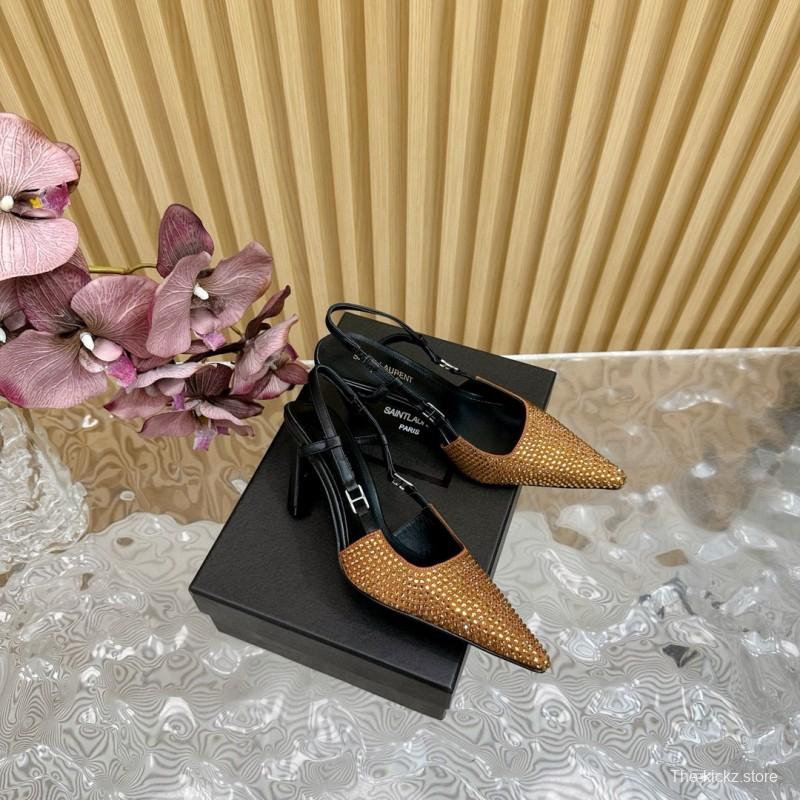 2024 Women Yves Saint Laurent Brown Leather High Heels