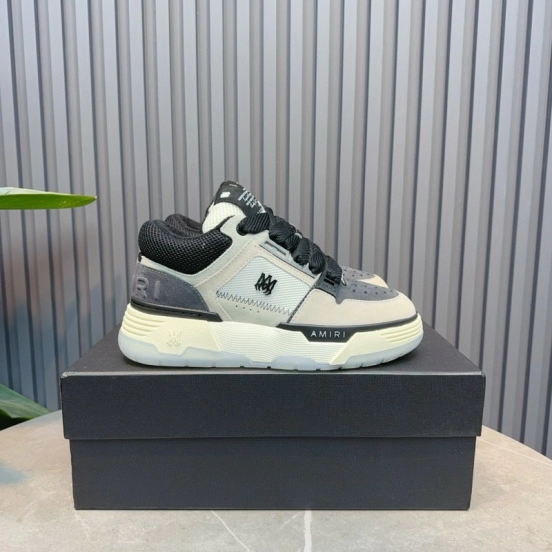 2024 Unisex Amiri Black White Grey Leather Mesh Sneakers MJ00360