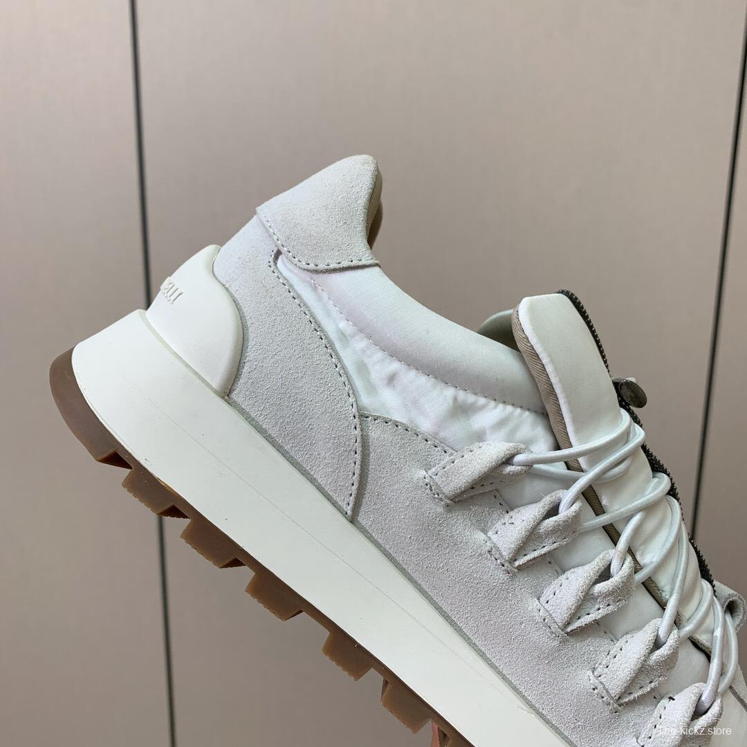 2025 Men Brunello Cucinelli White Leather Casual Sneakers