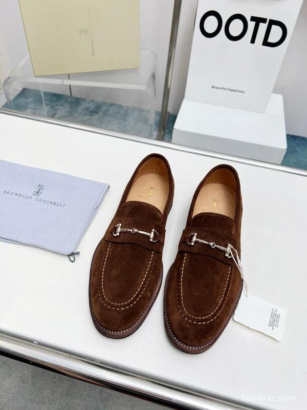 2024 Men Brunello Cucinelli Brown Suede Leather Loafers MJ00480