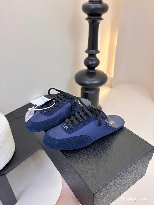 2025 Women Prada Blue Suede Fabric Casual Shoes