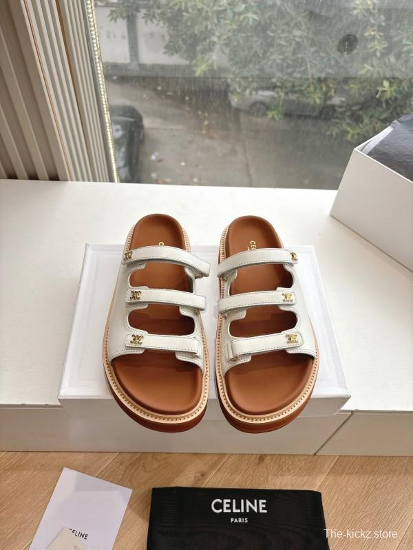 2025 CELINE White Leather Sandals