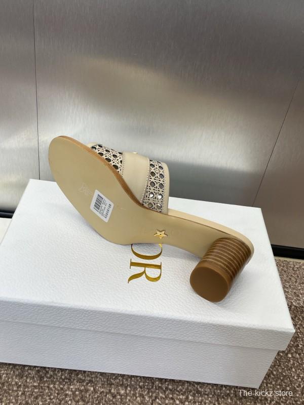 2025 Women Dior Beige Leather Sandals