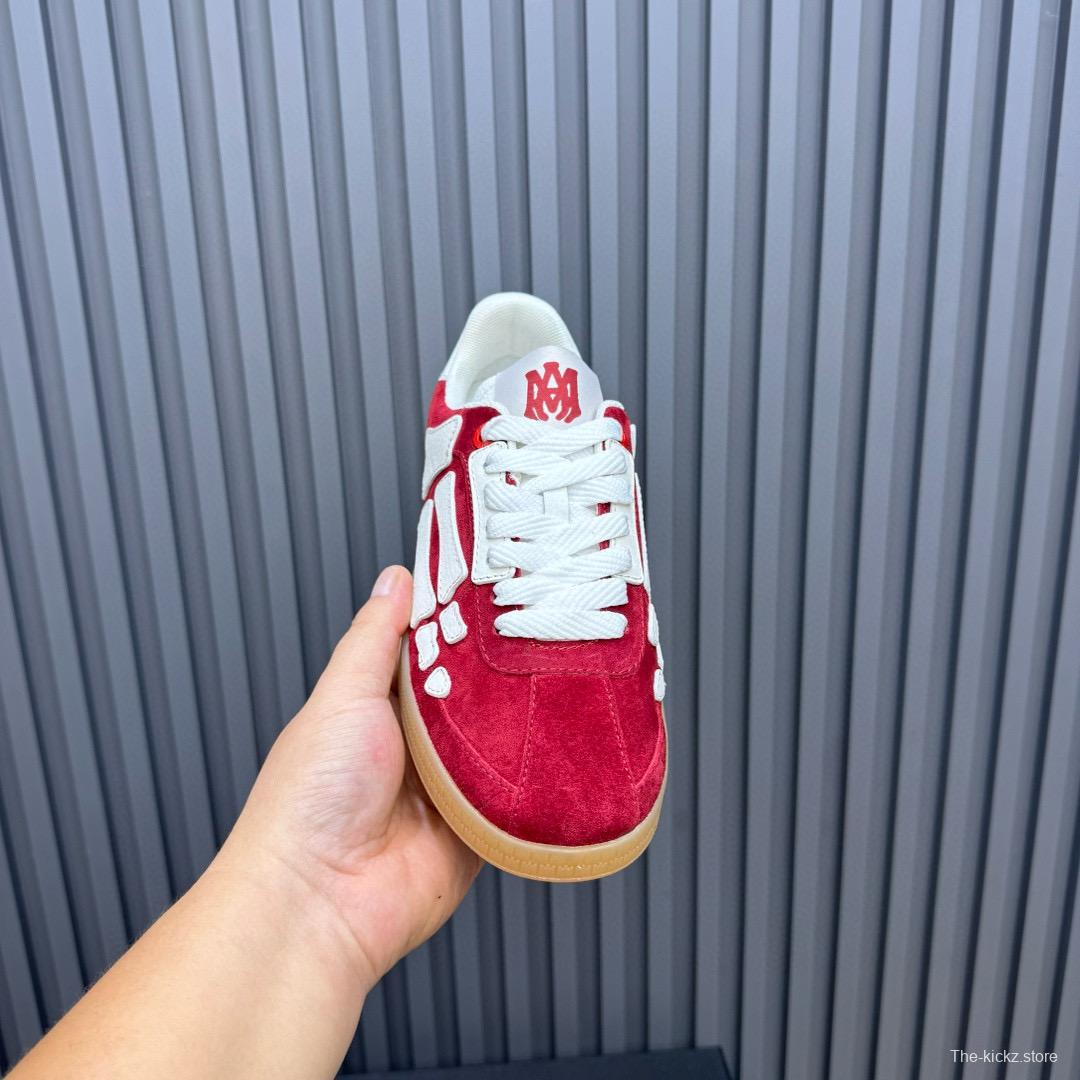 2024 Unisex Amiri Red White Suede Leather Sneakers MJ00300