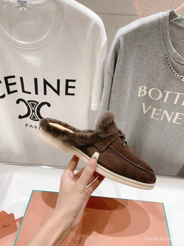2024 Women LP Brown Suede Shearling Loafers MJ00300