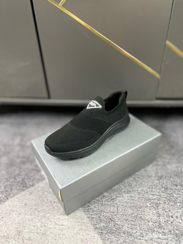 2024 Men Prada Black Knit Sneaker MJ00230