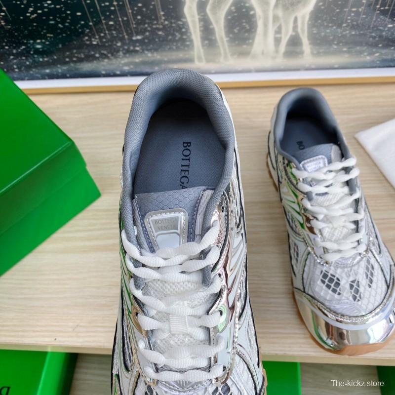 2025 Unisex Bottega Veneta Silver Mesh TPU Runner Sneakers Lightweight Geometric LY00310