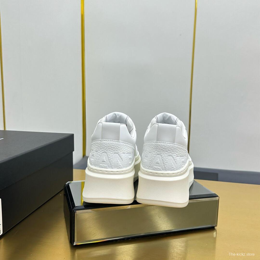 2025 Unisex Chanel White Leather Sneakers Platform Sneakers