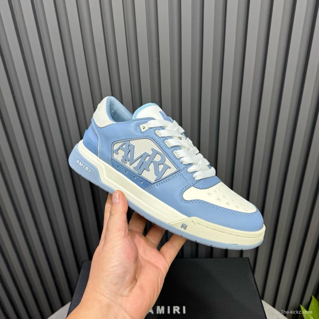 2025 Unisex Amiri Blue White Leather Sneakers MJ00360