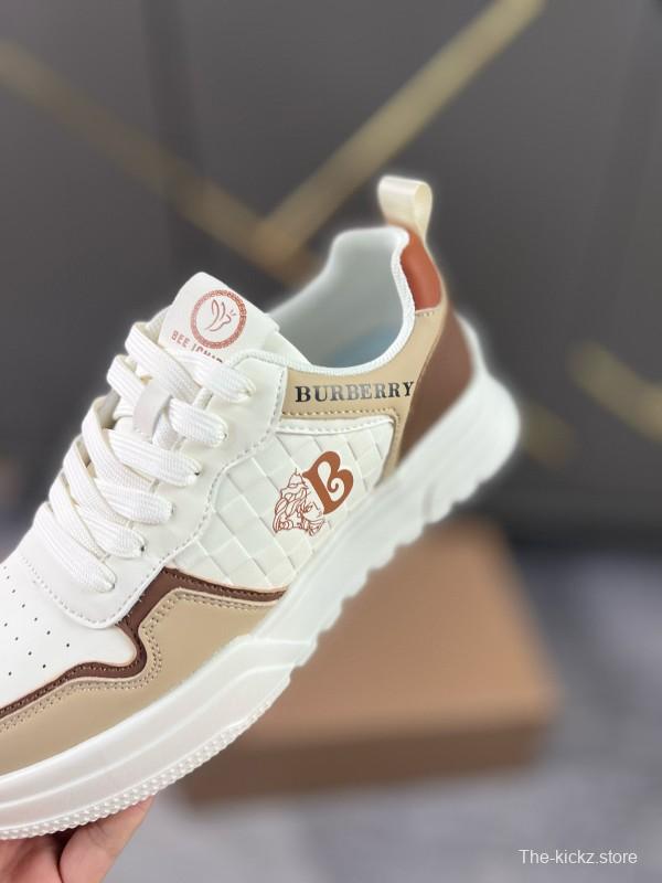 2024 Women Burberry White Beige Leather Sneakers MJ00251