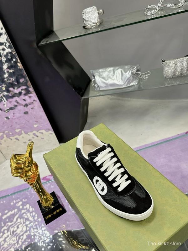 2024 Unisex Gucci Black White Leather Sneakers MJ00310