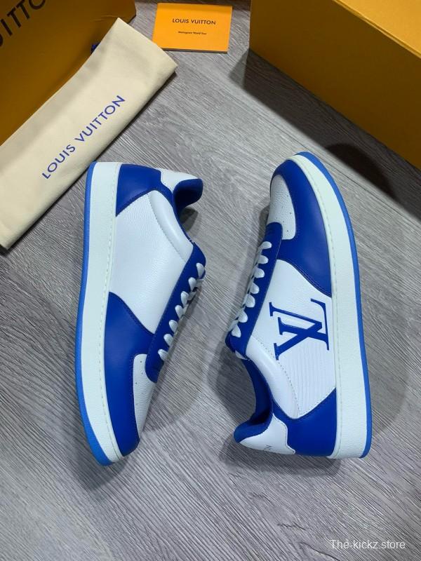 2024 Men Louis Vuitton Blue White Leather Sneakers MJ00380