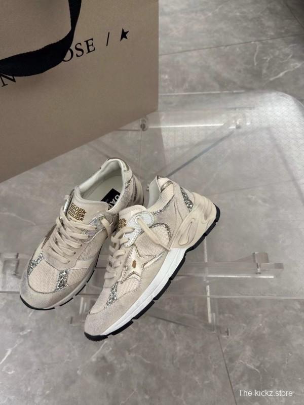 2024 Women GGDB Beige White Suede Mesh Sneakers