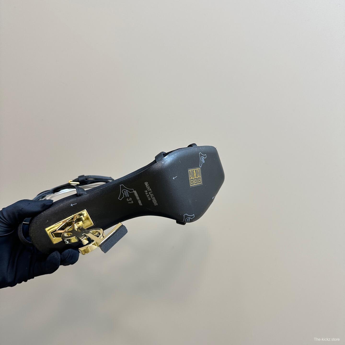 2025 Women Yves Saint Laurent Black Satin High Heel Sandals KFY00290