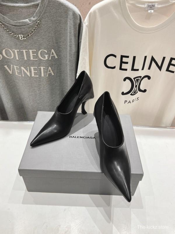 2025 Women Balenciaga Black Leather High Heel Shoes