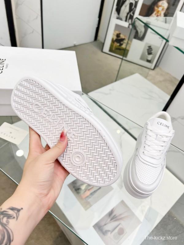 2025 Women CELINE White Leather Sneakers