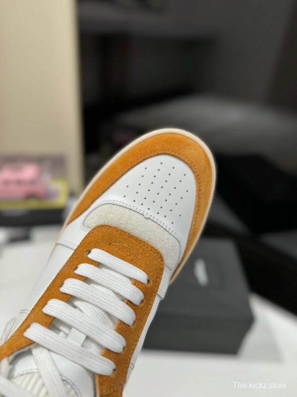 2024 Unisex Yves Saint Laurent White Orange Leather Sneakers MJ00390