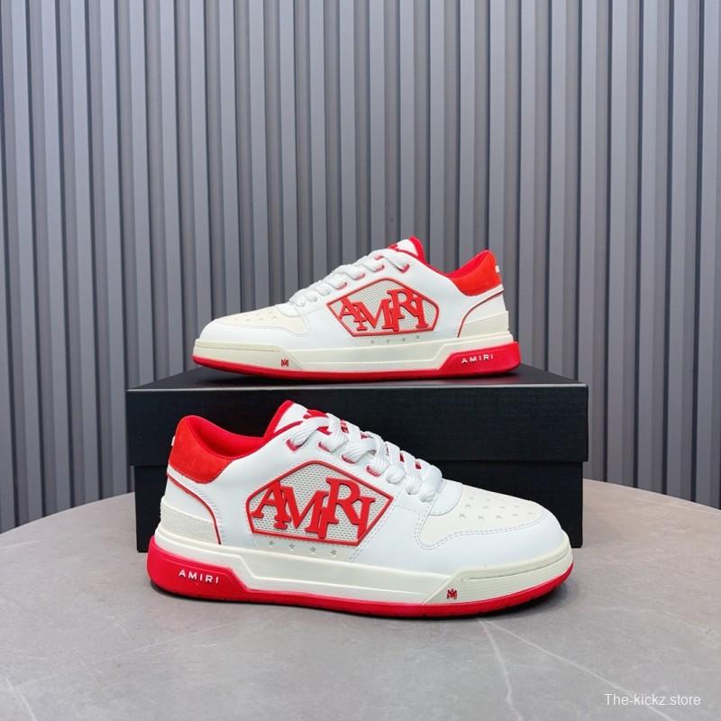 2025 Unisex Amiri White Red Leather Sneakers MJ00360