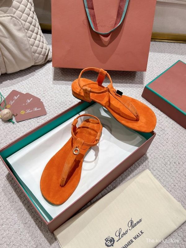 2025 Slippers Loro Piana Orange Suede Slippers LY00300