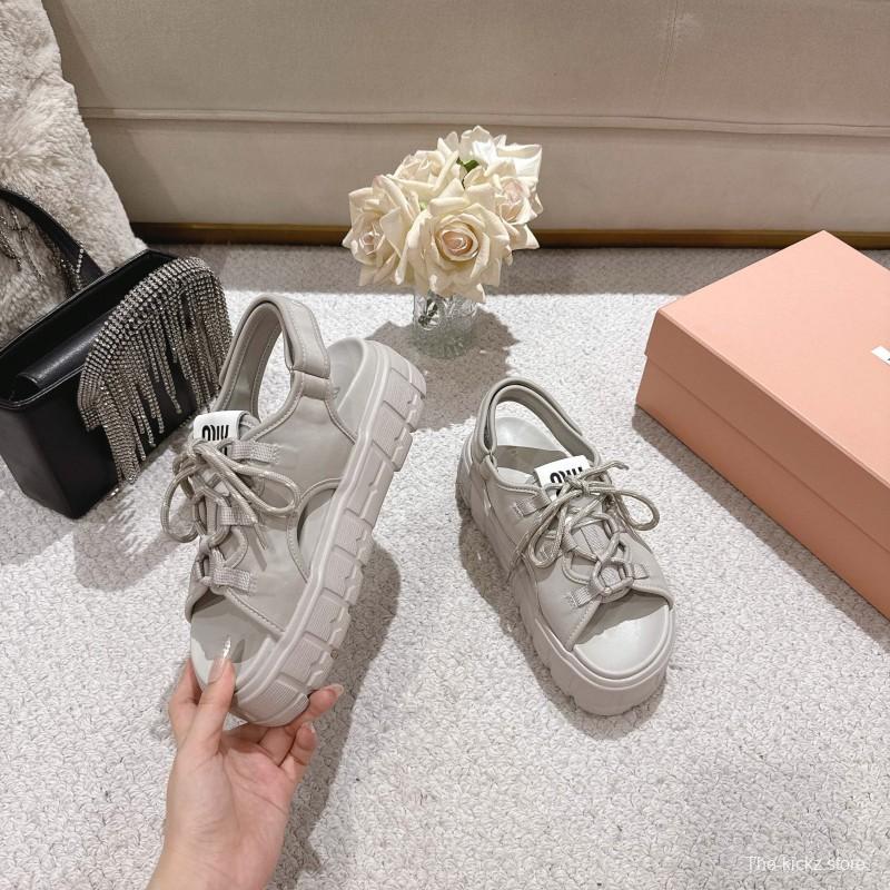 2025 Women Miu Miu White Lycra Sandals LY00280