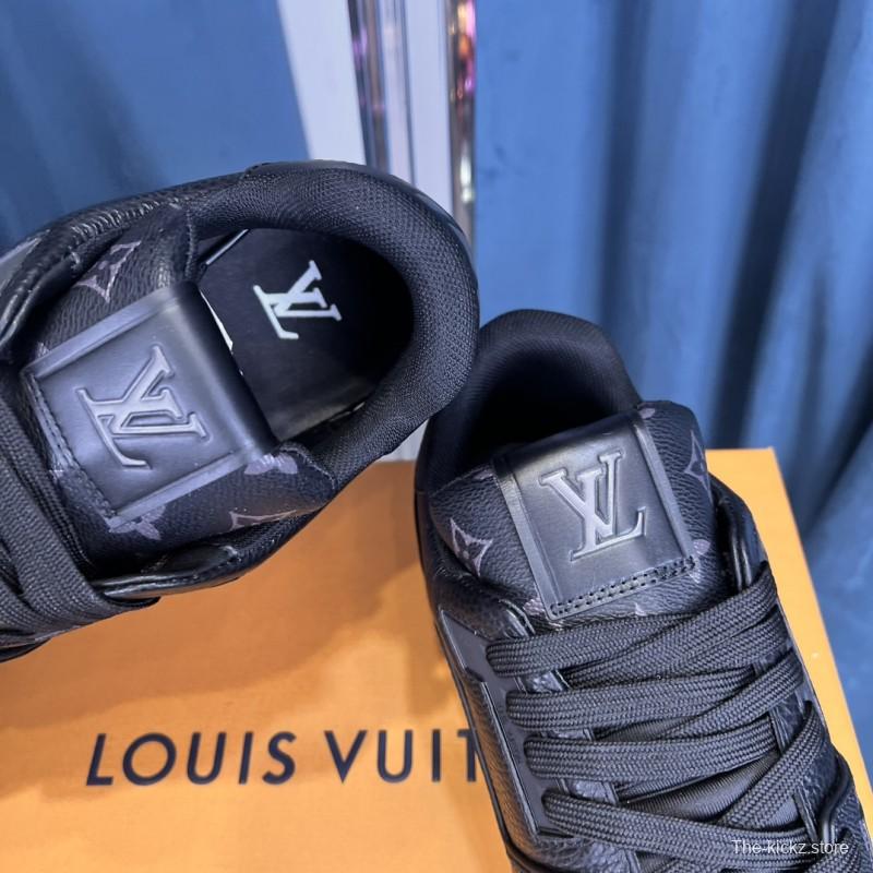 2025 Unisex Louis Vuitton Black Grey Leather Trainer