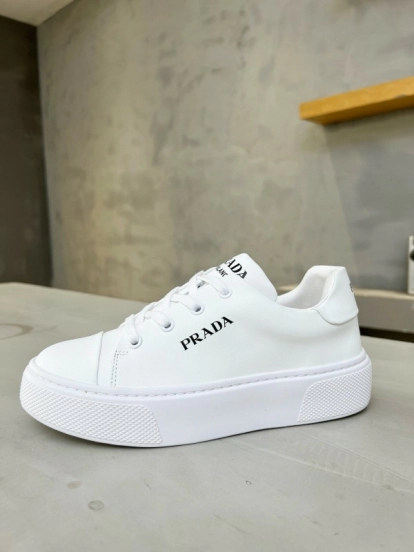 2024 Unisex Prada White Calfskin Leather Sneakers MJ00310