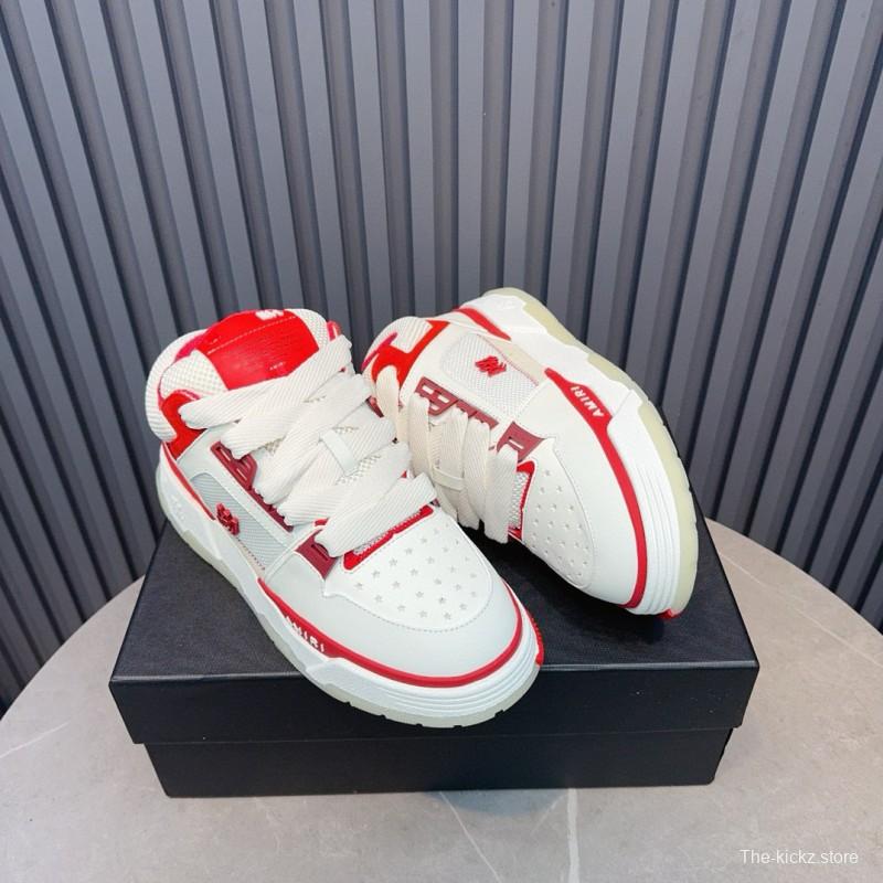 2024 Unisex Amiri White Red Leather Sneakers MJ00360