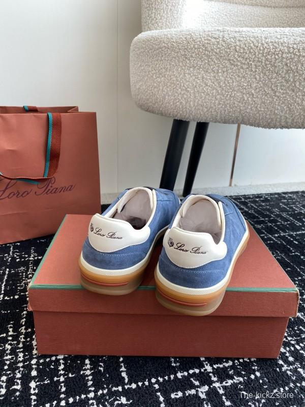 2024 Men Loro Piana Blue Suede Leather Sneakers MJ00320