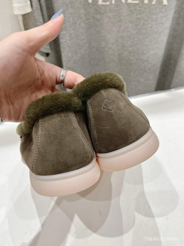 2024 Women LP Brown Suede Loafers With Wool Lining MJ00300