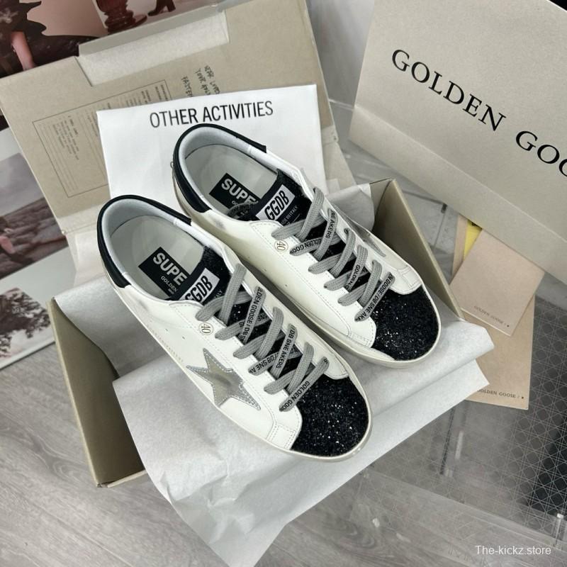 2025 Women GGDB White Black Glitter Leather Sneakers