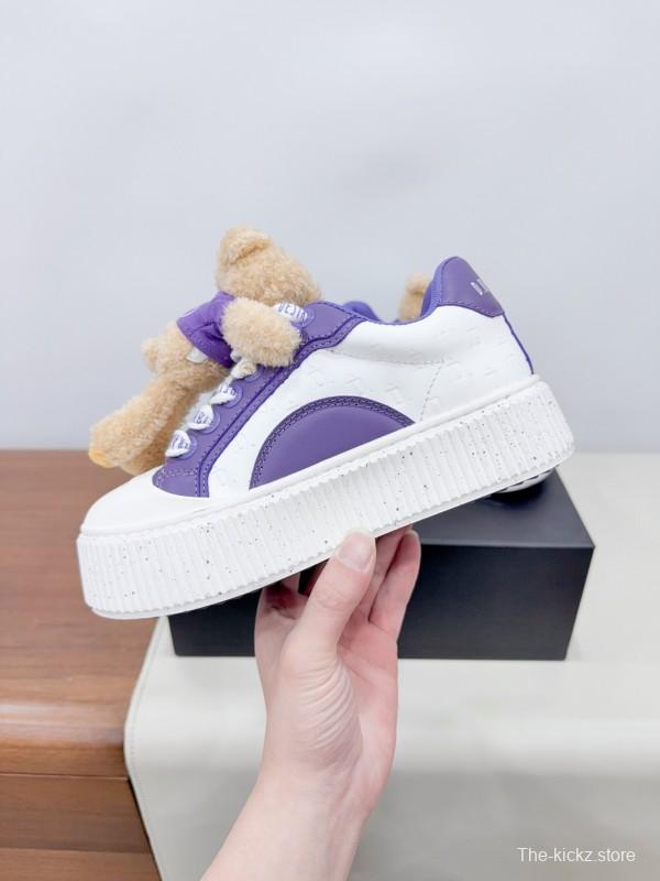 2025 Women 13DE MARZO Purple Leather Casual Shoes 3D Bear Toy KFY00330
