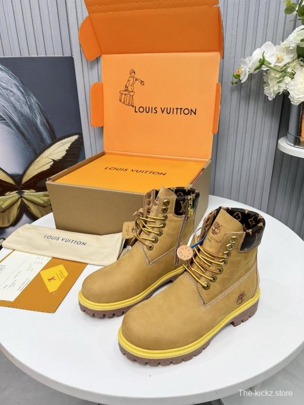 2024 Unisex Louis Vuitton Brown Waterproof Leather Ankle Boots Monogram MJ00450