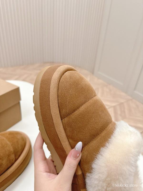 2024 UGG Chestnut Suede Sheepskin Slippers MJ00280