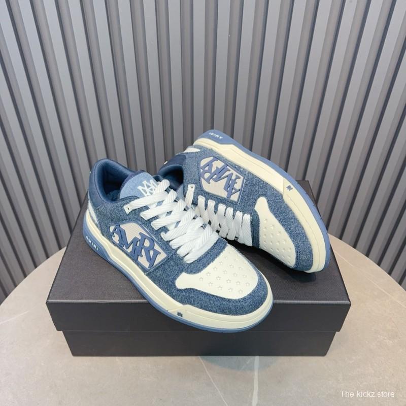 2025 Unisex Amiri Blue White Leather Sneakers MJ00360