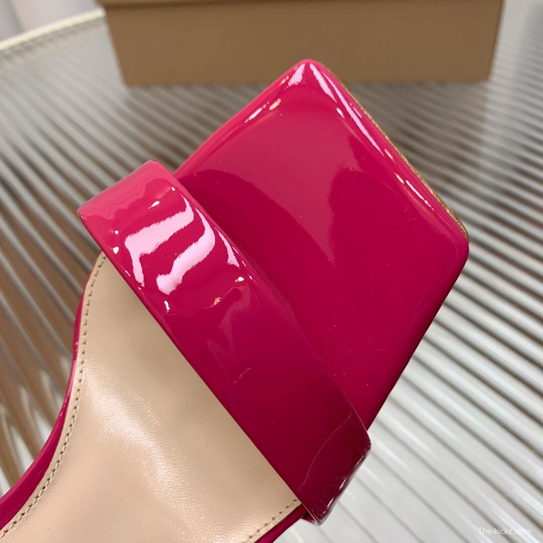 2025 Women Gianvito Rossi Pink Patent Leather High Heel Sandals