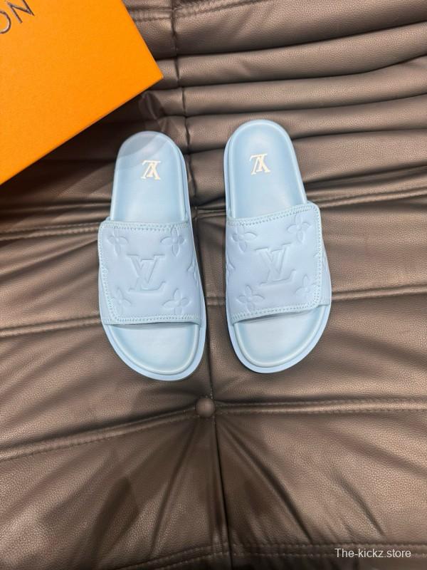 2024 Slippers Louis Vuitton light blue synthetic leather Slippers MJ00200