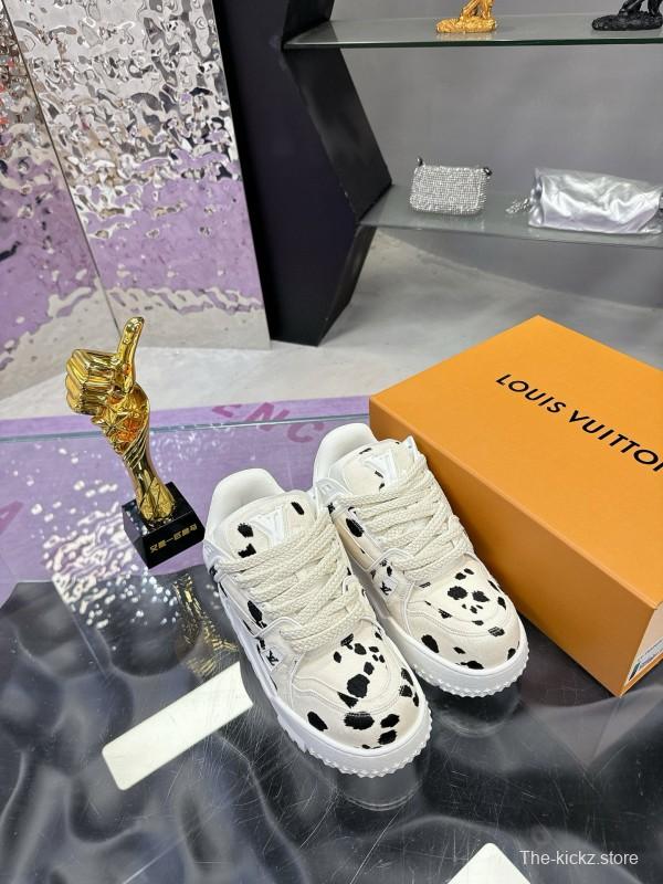 2024 Women Louis Vuitton White Black Leather Sneakers