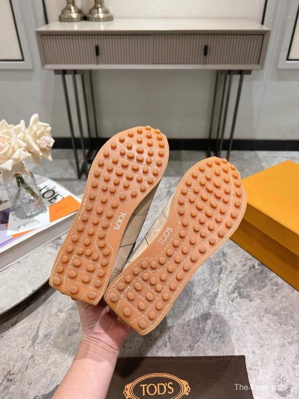 2025 Women TOD'S Beige Leather Suede Sneakers KFY00350