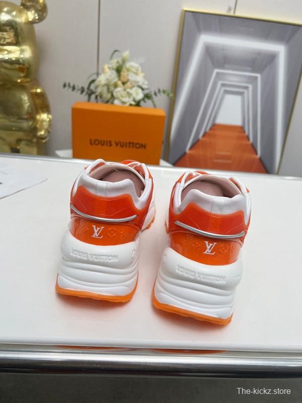 2025 Unisex Louis Vuitton Orange White Mesh Leather Sneakers LY00340(F)/LY00341(M)
