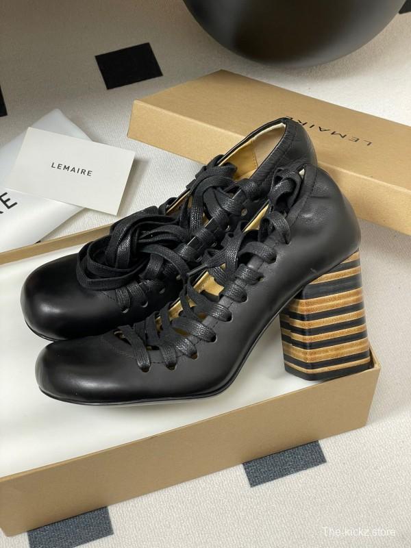 Lemaire 2025 SS Spring Collection Ballet Flats Derby Shoes with Laces Flat Heel and High Heel - KFY00310