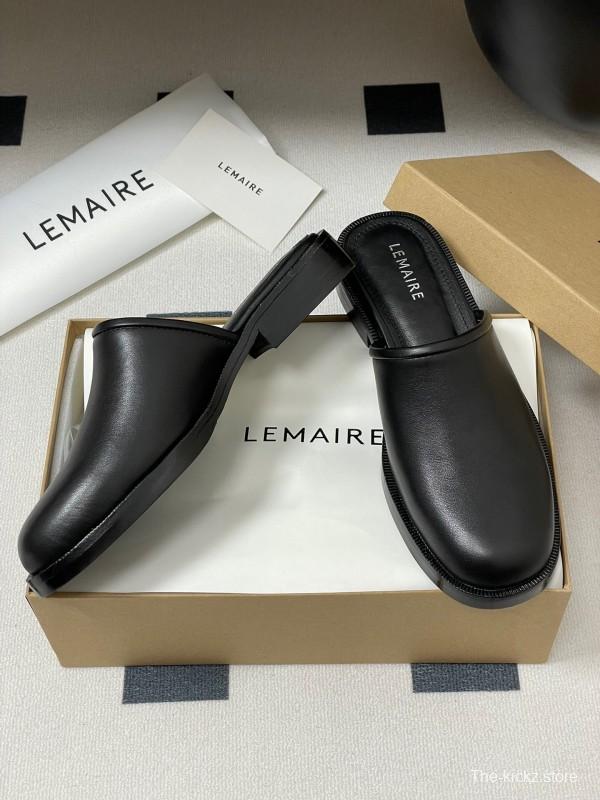 2025 Slippers Lemaire Black Leather Slippers KFY00310