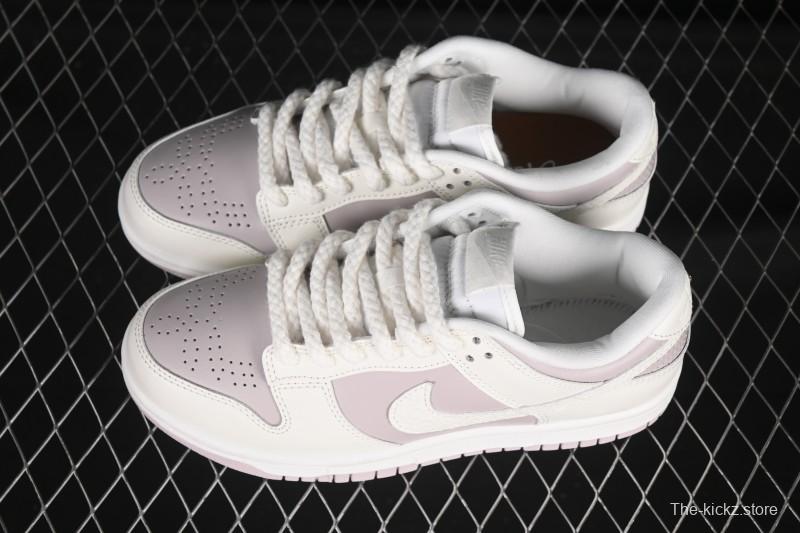 Nike SB Dunk Low White Light Purple Embossed Low-Top Casual Skate Shoes IH0639-011