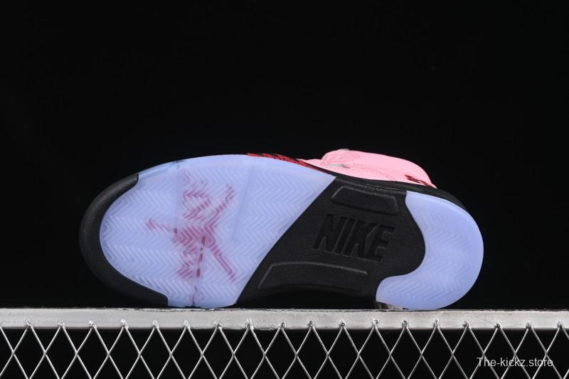 Awake NY Air Jordan 5 Retro Sneakers with Arctic Pink Colorway and Awake NY Logo Mesh - DV4982-600